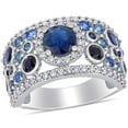thumbnail image 1 of Round Cut Blue Sapphire and 0.45 CT. T.W. Diamond Band in 14K Gold, 1 of 8