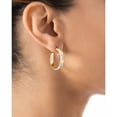 thumbnail image 3 of Two Tone Diamond Cut Round Hoop Earrings in 14K Gold, 3 of 4