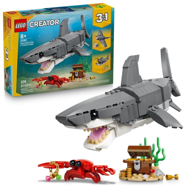 LEGO Creator Fierce Shark with a Treasure Chest Building Set, 379 pc.