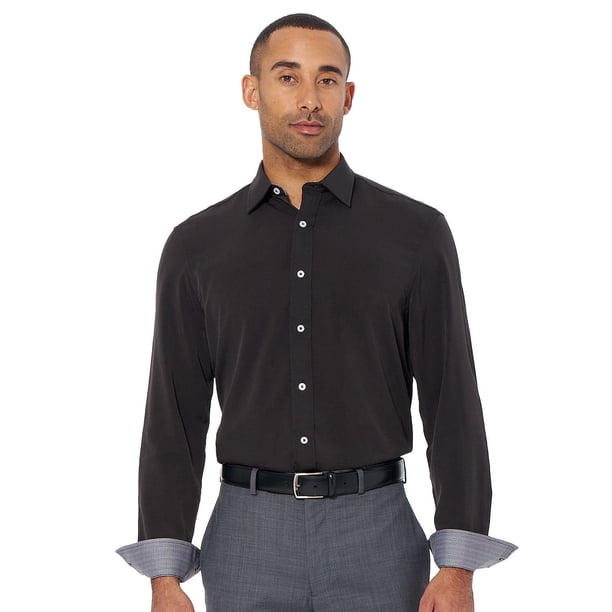 sam's club men's dress shirts Nick Graham Men's Modern Fit Traveler Dress Shirt