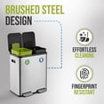 thumbnail image 4 of Simpli-Magic 16 Gallon (30L x 30L) Dual Compartment Step Trash Can, Multiple Colors – Kitchen Garbage Can with Slow-Close Lids – Waste & Recycling Bins, Odor Control, Hands-Free, Easy to Clean, 4 of 10