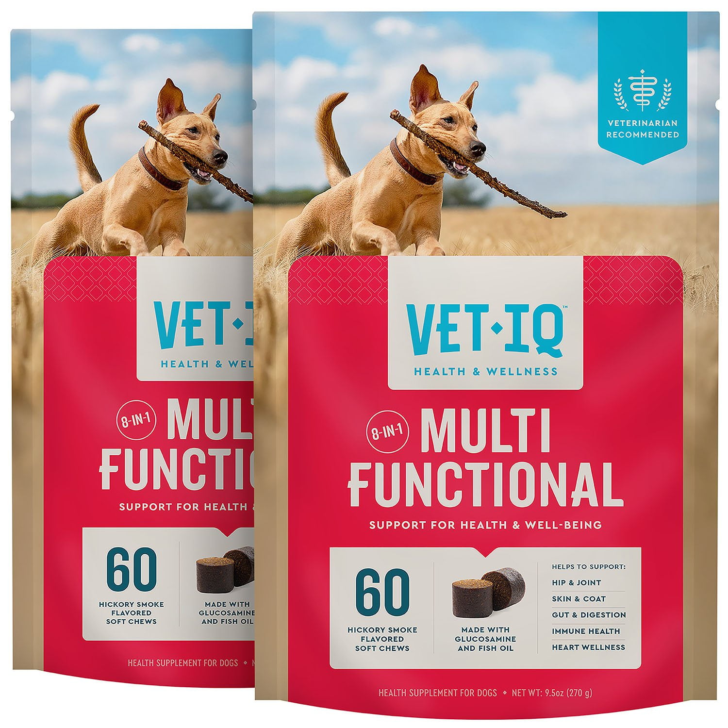 VETIQ 8-In-1 Multi-Benefit Soft Dog Chews, Hickory Smoke Flavored