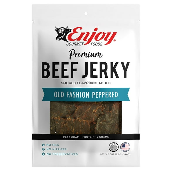 Enjoy Old Fashion Peppered Beef Jerky, 12 oz.