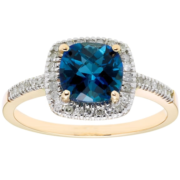 Cushion Cut Gemstone & 0.18 CT.T.W. Halo Diamond Ring in 14K Gold