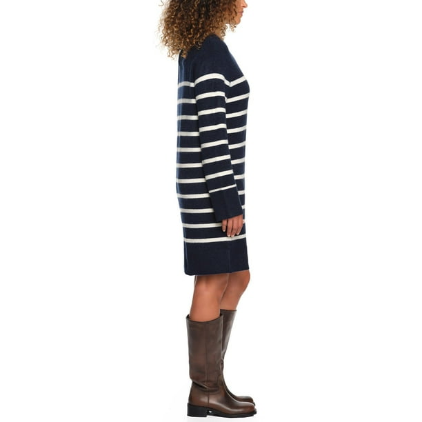 Empire Waist Dresses For Women Women's Long Sleeve Ribbed Knit Shirt Dress  - Crew Neck Empire Waist Knee Length Casual Sweater Dress Empire Waist  Cover Up Dresses