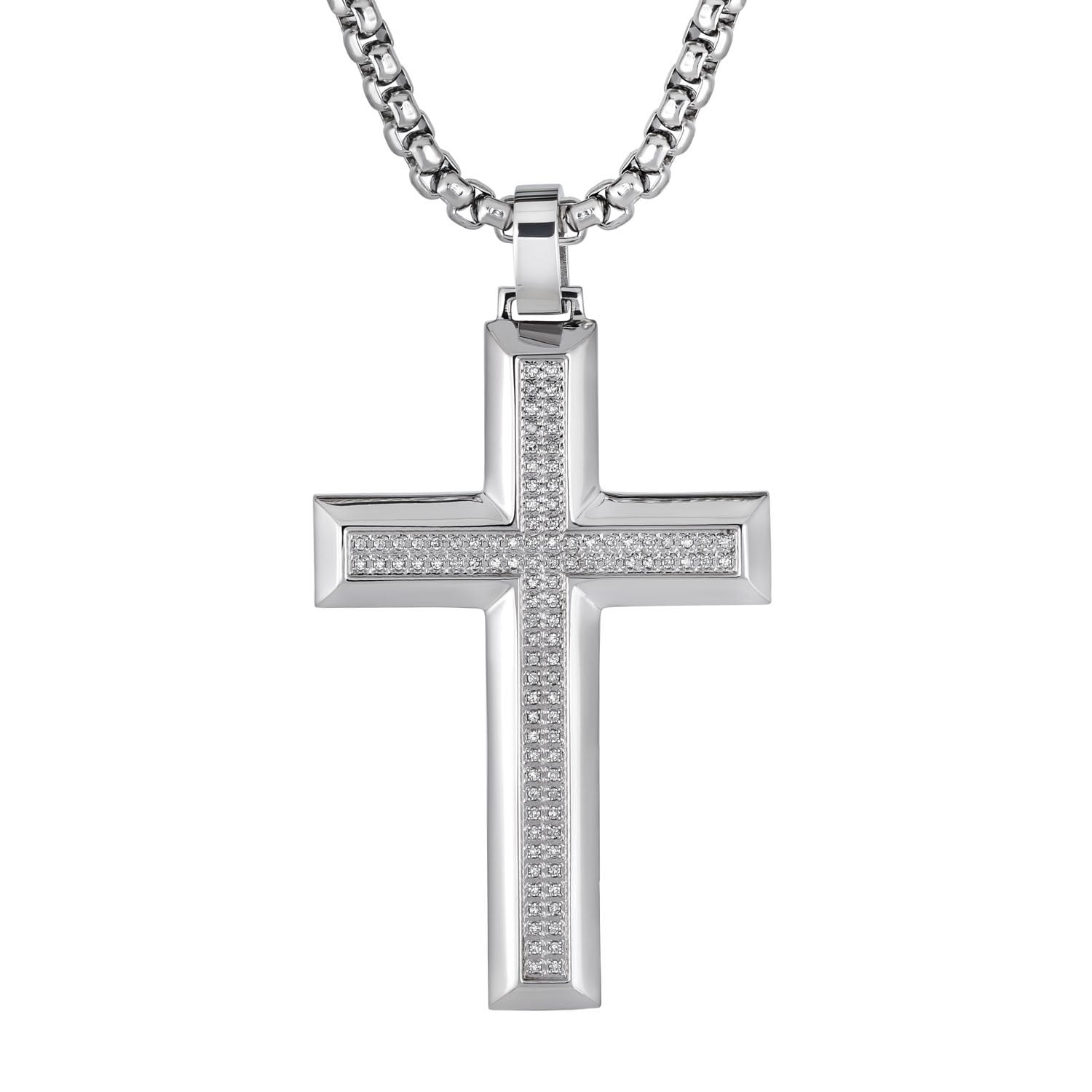 0.27 CT. T.W. Diamond Cross in Stainless Steel - Samsclub.com