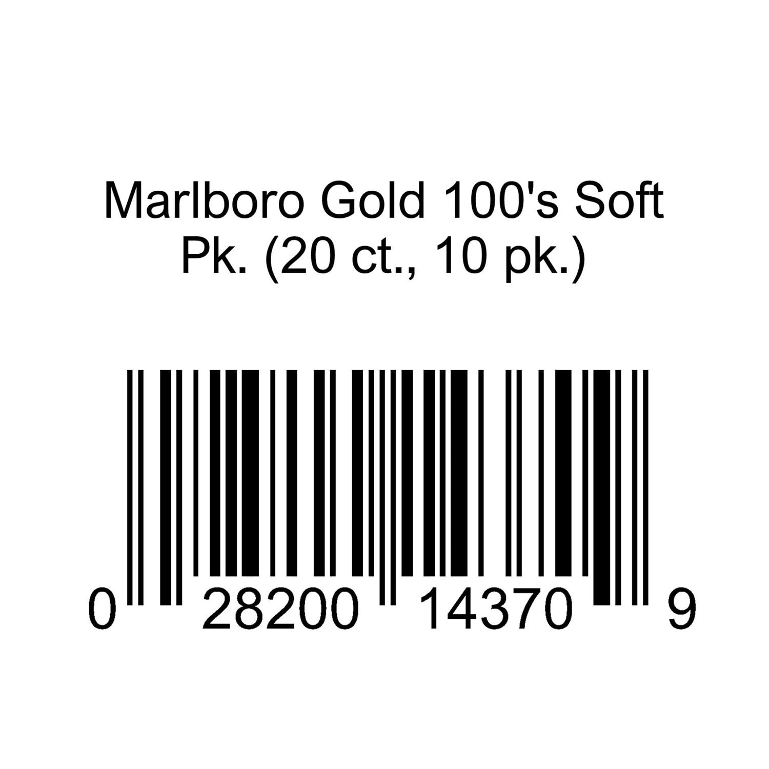 Marlboro Gold 100's Soft Pack Cigarettes 20 ct., 10 pk