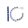 thumbnail image 1 of Oval Cut Gemstone Inside Out Hoop Earrings in Sterling Silver, 1 of 5
