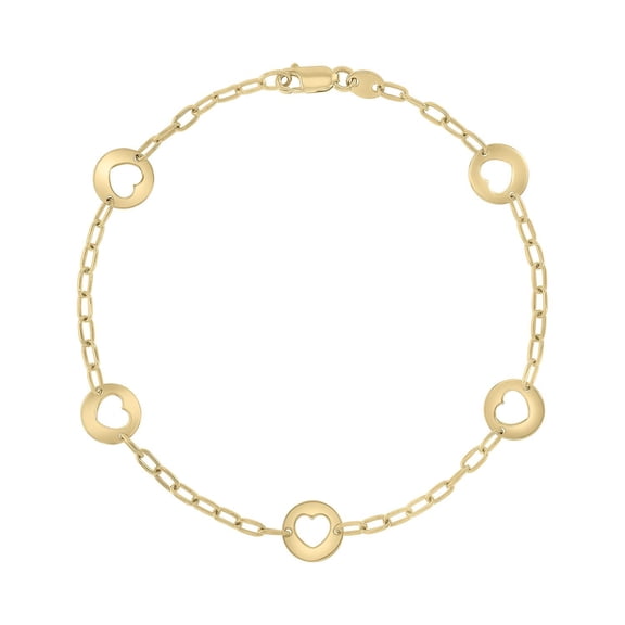 High Polish Heart Paperclip Bracelet in 14K Gold