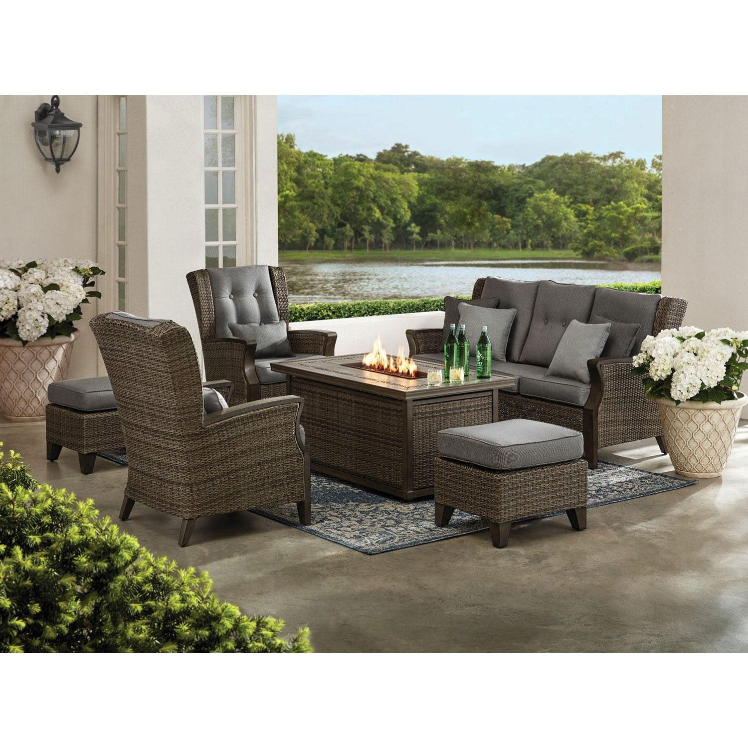 Member's Mark Newcastle Deep Seating Fire Set with Sunbrella