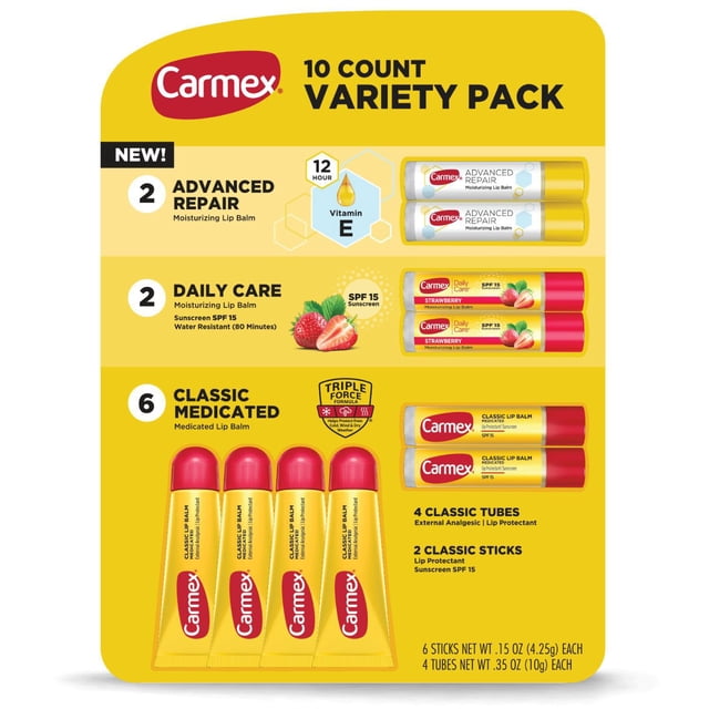 Carmex Moisturizing Lip Balm Variety Pack, 10 ct.