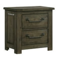 thumbnail image 1 of Memphis 2-Drawer Rubberwood Nightstand with USB, Antique Grey, 1 of 5
