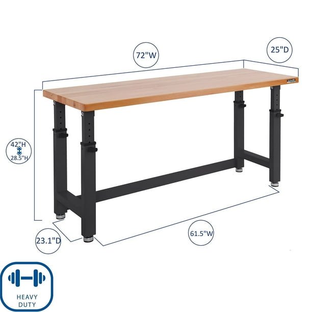 Seville Classics UltraHD Height Adjustable Workbench, 72