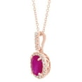 thumbnail image 2 of Oval Cut Genuine Gemstone & 0.11 CT. T.W. Diamond Halo Pendant Necklace in 14K Gold, 2 of 4