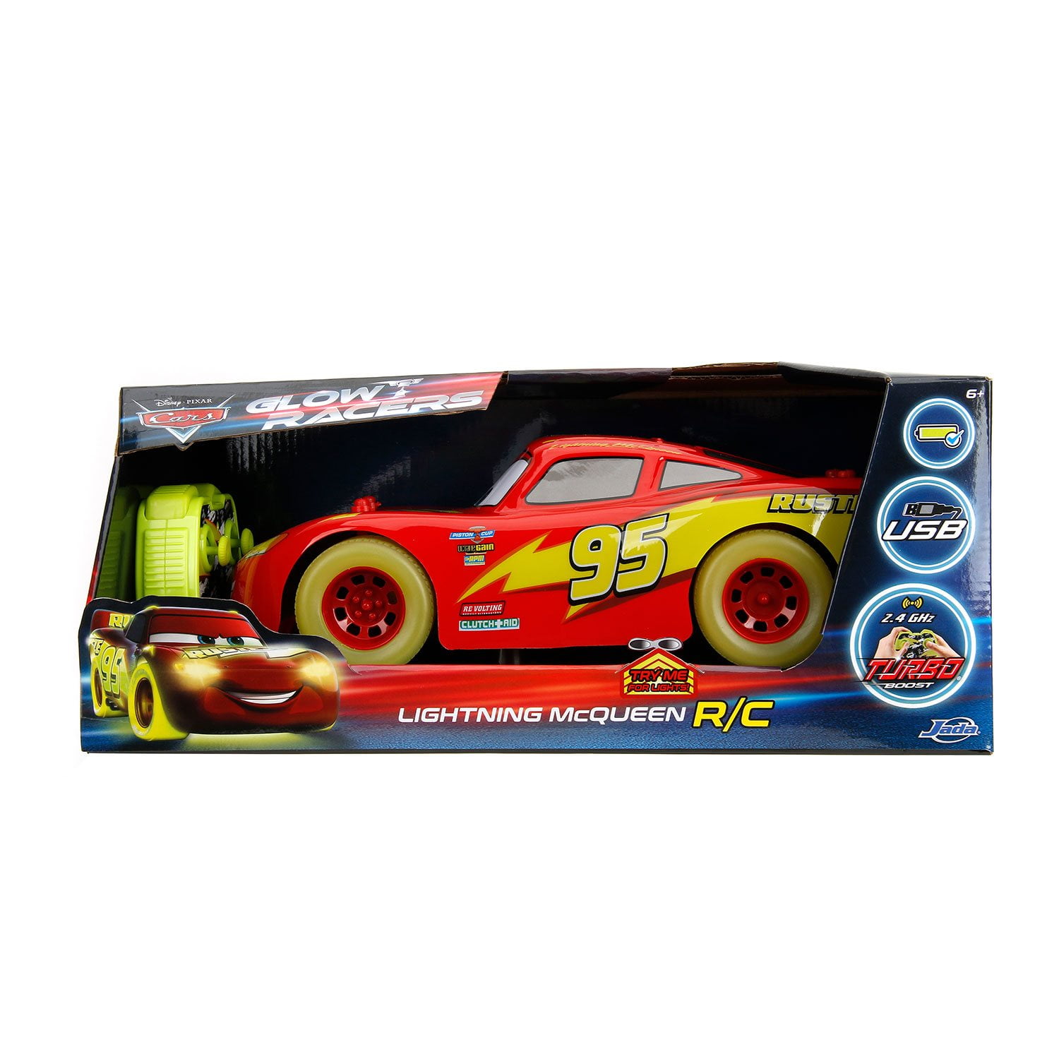Jada Toys Disney Lightning McQueen Glow Racers 1:14 Scale R
