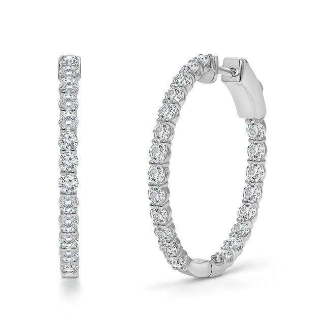 0.45 T.W. Lab Created Round Diamond Hoop Earrings in 14K Gold