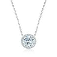 thumbnail image 1 of Lab Created Solitaire Halo Diamond Pendant Necklace in 18K Gold, 1 of 7