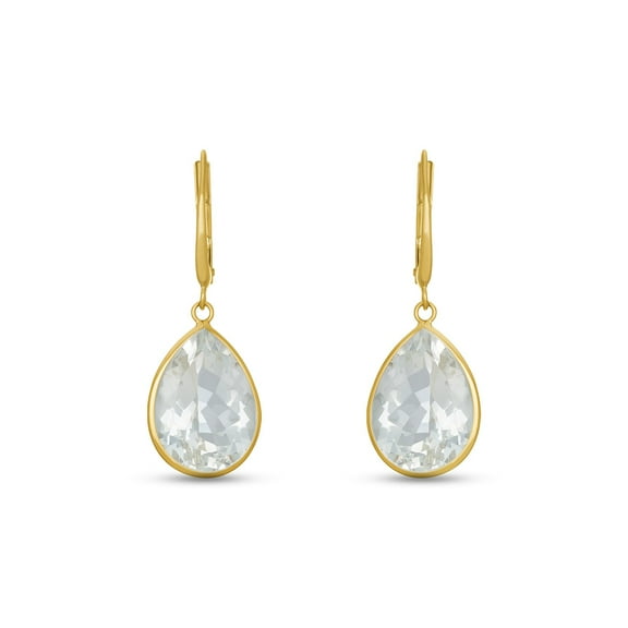 Pear Cut Gemstone Bezel Set Dangle Earrings in 14K Gold