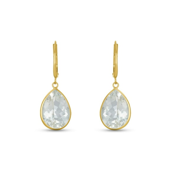 Pear Cut Gemstone Bezel Set Dangle Earrings in 14K Gold