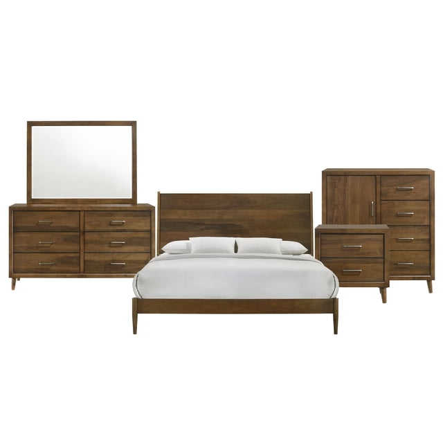 Zuma Panel 3PC or 5PC Bedroom Set in Walnut, Assorted Sizes