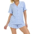 thumbnail image 1 of Betsey Johnson Women's Short Sleeve & Ruffle Short Pajama Set, 1 of 6