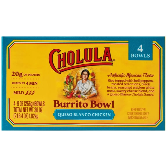 Cholula Queso Blanco Chicken Burrito Bowl, 9 oz. Each, 4 pk.
