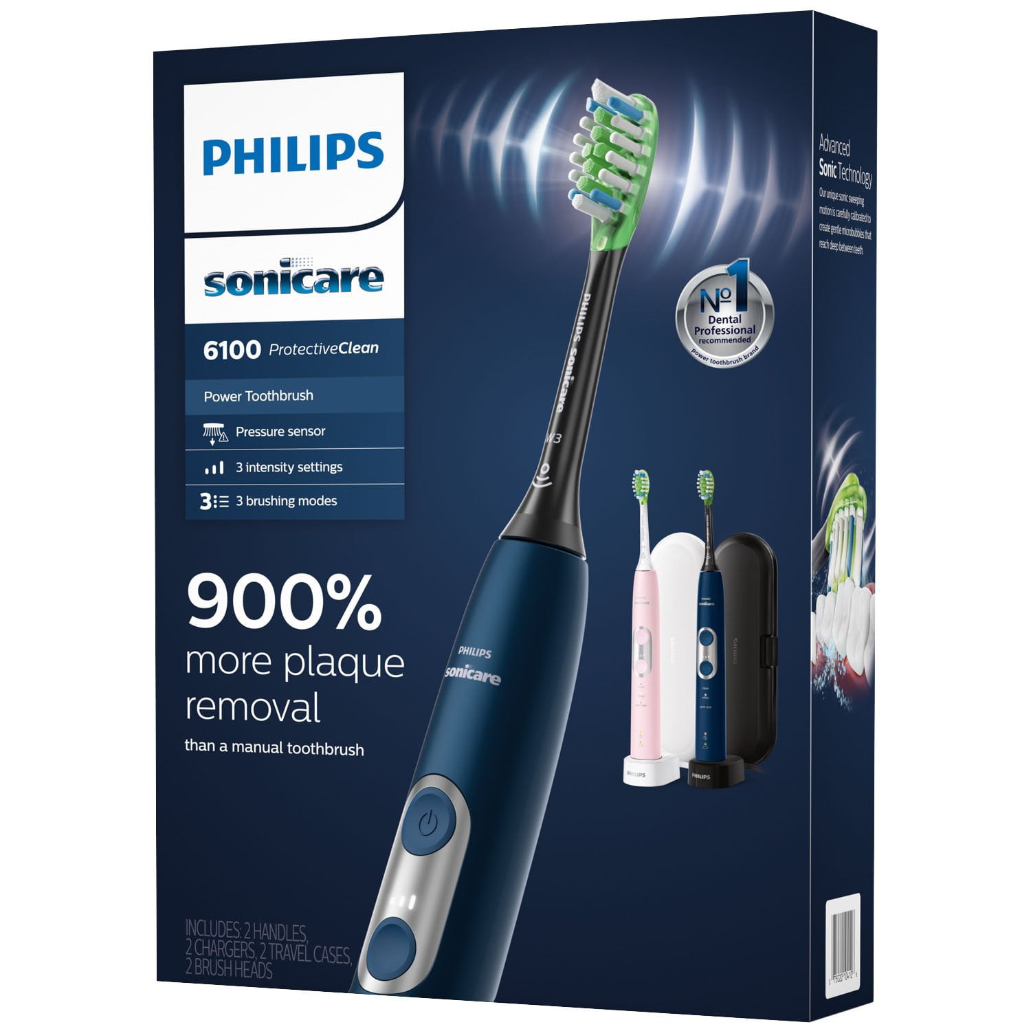 Philips Sonicare 6100 ProtectiveClean Power Toothbrush, 2 pk