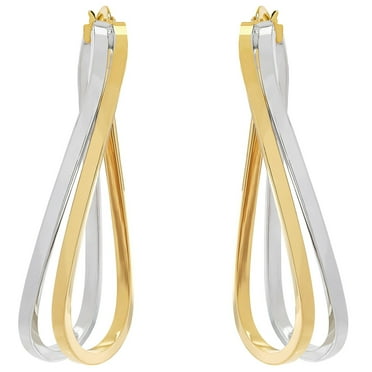 Double Curve Hoop Earrings in 14K Gold