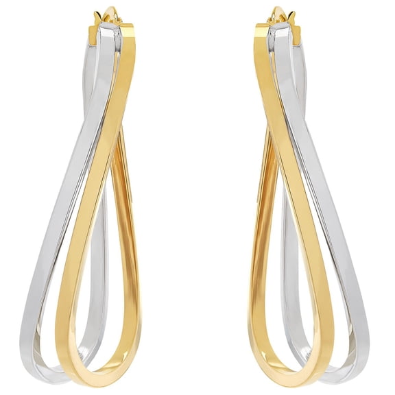 Double Curve Hoop Earrings in 14K Gold