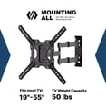 thumbnail image 2 of Mounting All Medium Full Motion TV Wall Mount with Swivel Angle for 19"-55" TVs, 2 of 10