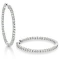 thumbnail image 4 of Round Cut Lab Created White Sapphire Hoop Earrings in Sterling Silver, 4 of 7