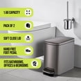 thumbnail image 3 of Simpli-Magic Bathroom Step Trash Can 2-Pack, Choose Color, 6 Liter / 1.6 Gallon Compact Bins with Hands-Free Foot Pedal and Quiet Soft-Close Lid for Bathroom, Bedroom, Office, 3 of 4