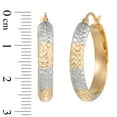 thumbnail image 4 of Two Tone Diamond Cut Round Hoop Earrings in 14K Gold, 4 of 4