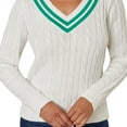 thumbnail image 4 of Lands' End Women's V-Neck Cable Sweater, 4 of 5