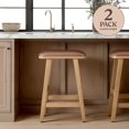 thumbnail image 1 of Bower Home Upholstered Wood Saddle Counter or Bar Stool, 2-Pack, 1 of 9