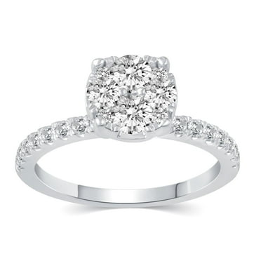 1.00 CT. T.W.  Round Cut Cluster Diamond Ring in 14K Gold