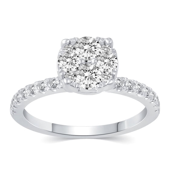 1.00 CT. T.W. Round Cut Cluster Diamond Ring in 14K Gold