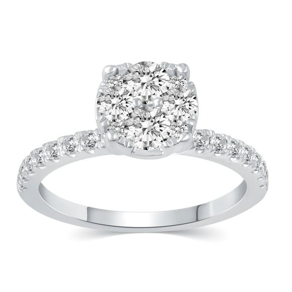 1.00 CT. T.W. Round Cut Cluster Diamond Ring in 14K Gold