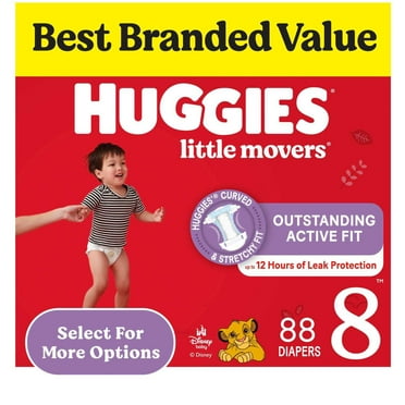Huggies Little Movers Baby Diapers, Sizes 3-8
