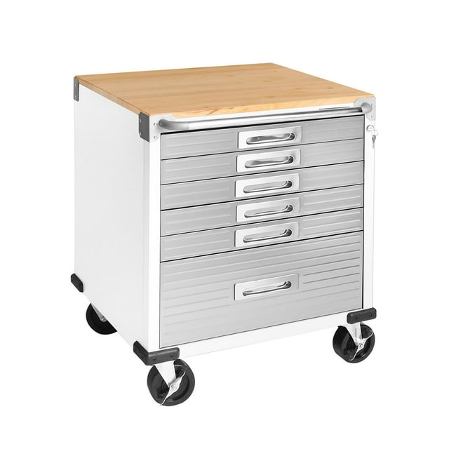 Seville Classics UltraHD 6-Drawer Rolling Cabinet, 28" W x 25" D x 34.5" H