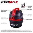 thumbnail image 2 of Ecomax 1 Gal. 1.5 HP Portable Poly Wet/Dry Vac, 2 of 8