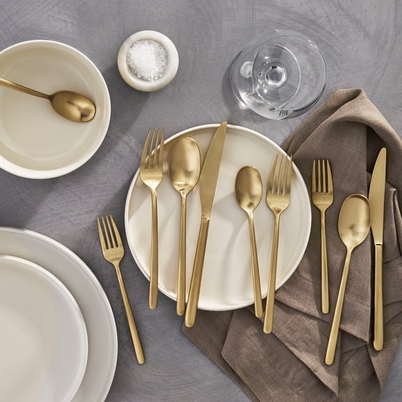 Member's Mark Premium 20-Piece 18/10 Stainless Steel Modern Flatware Set, Assorted Finishes