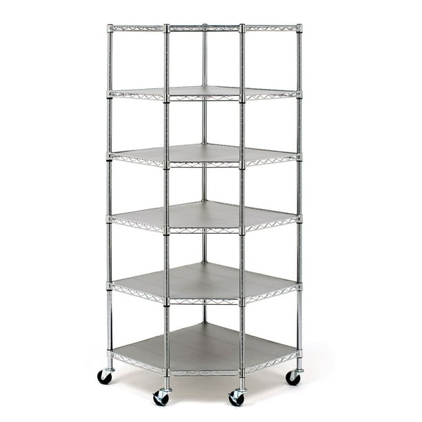 Seville Classics NSF Heavy-Duty Steel 6 Level Corner Shelf, 28