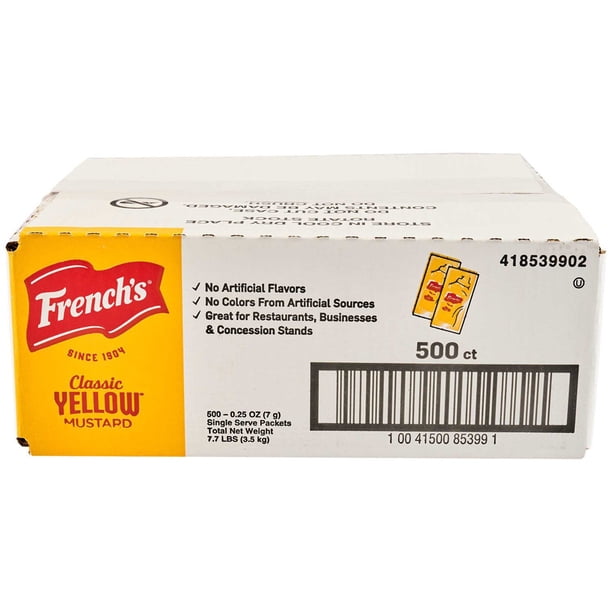 how many packets of tobacco is 1 kg French's Mustard Single-Serve Packets, 5.5 g., 500 ct