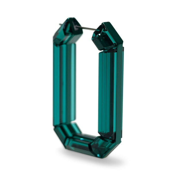 スワロフスキー SWAROVSKI　Lucent フープピアス　緑 Swarovski Octagon Cut Green Crystal Lucent Statement Hoop Earrings