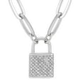 thumbnail image 2 of Sterling Silver 0.29 CT T.W. Diamond Padlock Paperclip Necklace, 2 of 9
