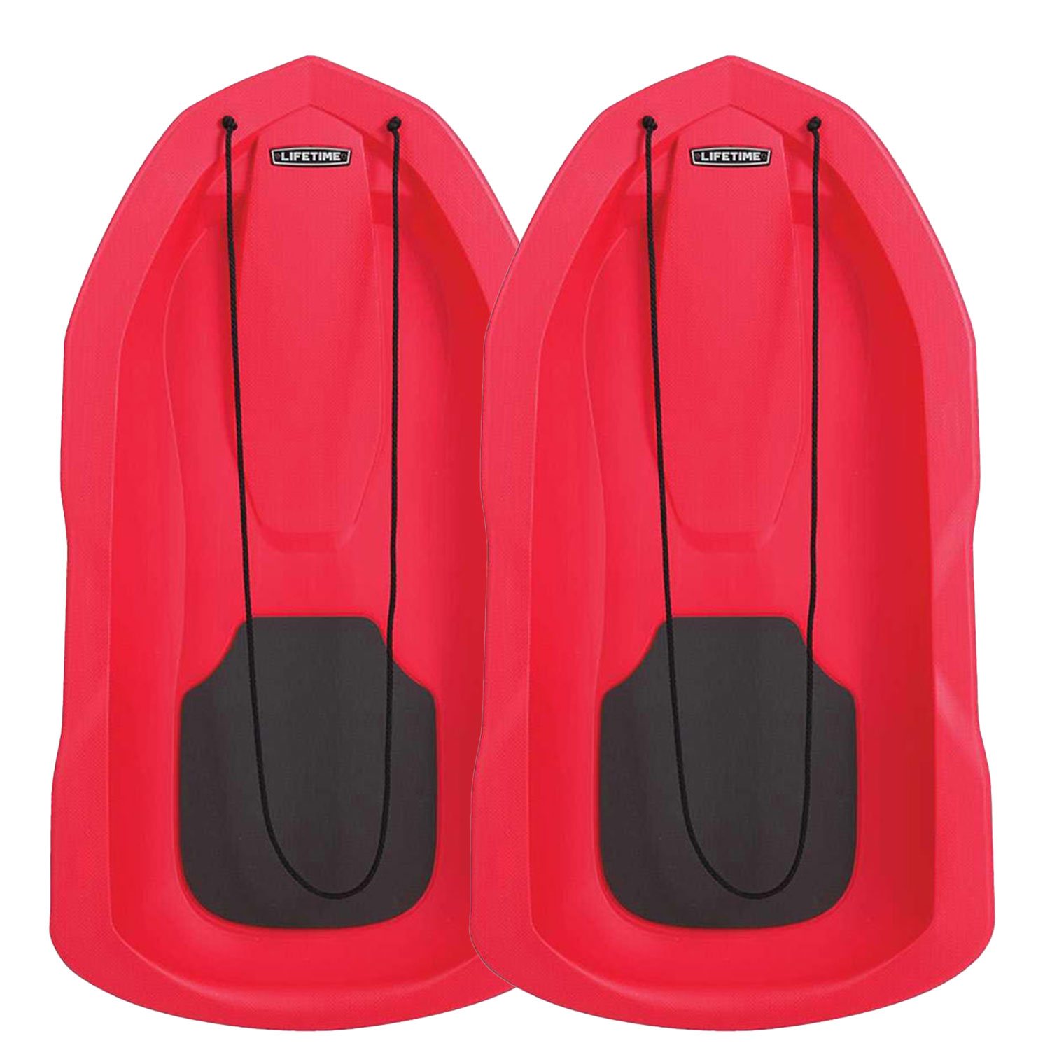 Superio 48 Inch Red Plastic Toboggan Sled For Kids And Adults, Durable Downhill Snow Slider