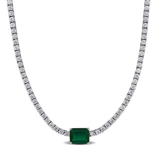 Lab Created Gemstone Tennis Necklace in Sterling Silver
