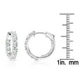 thumbnail image 4 of Lab Created Gemstone Huggie Hoop Earrings in Sterling Silver, 4 of 6