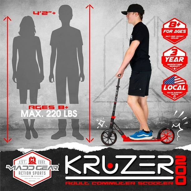 Madd Gear Kruzer Folding Height Adjustable Commuter Scooter